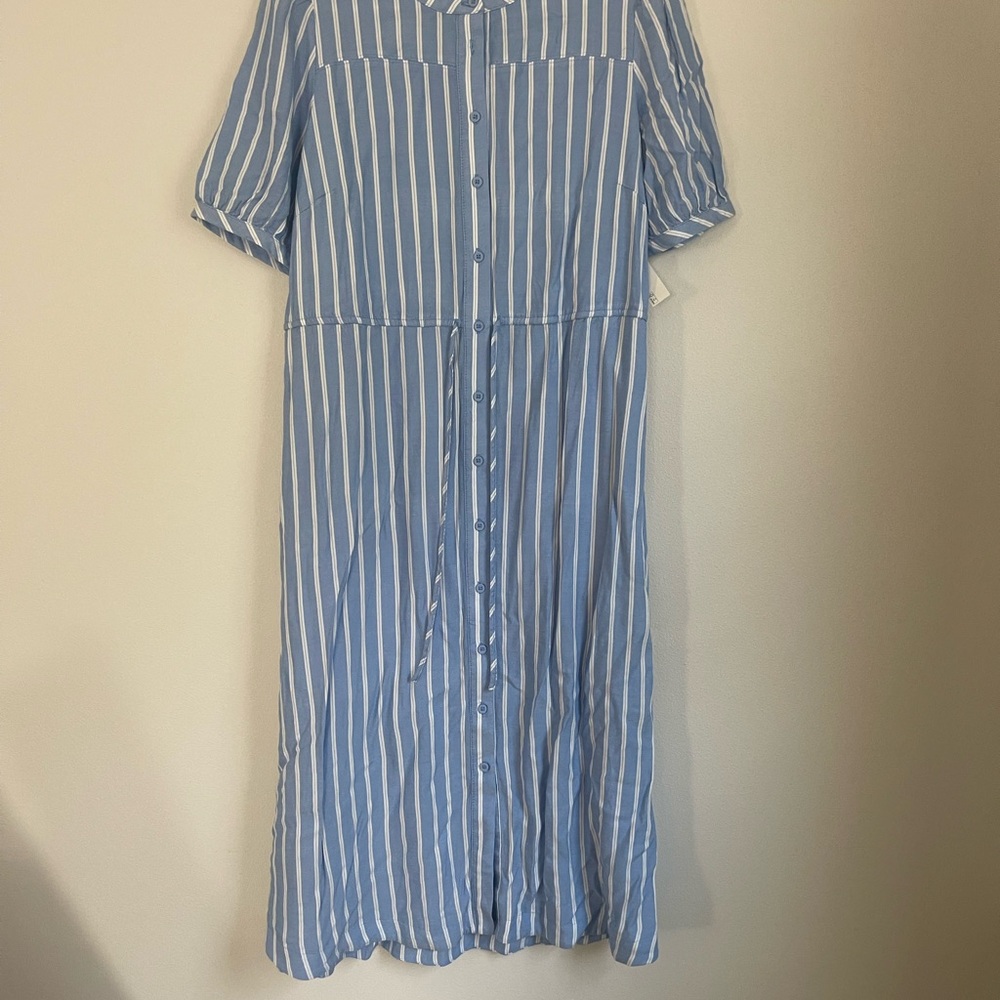 Elegant Blue Striped Maxi Dress
